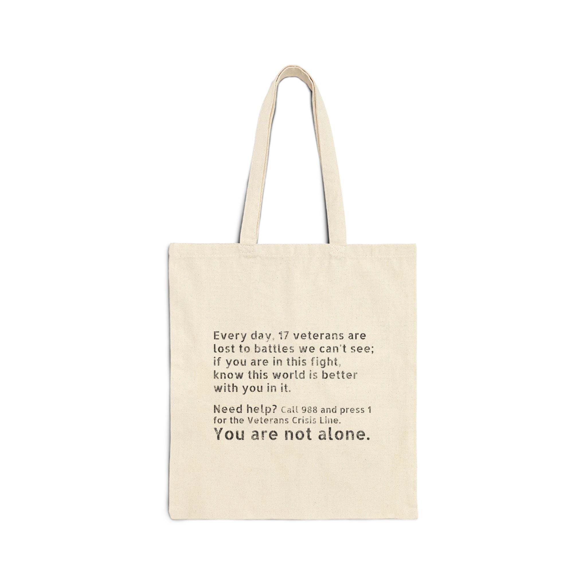 Save A Life; Hug A Veteran - Natural 100% Cotton Tote Bag